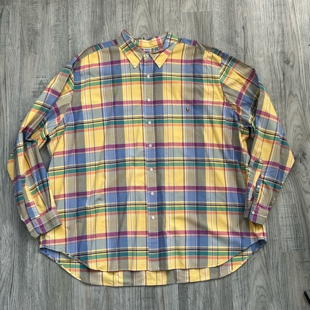 Ralph‎ Lauren Yellow and Blue Plaid Shirt